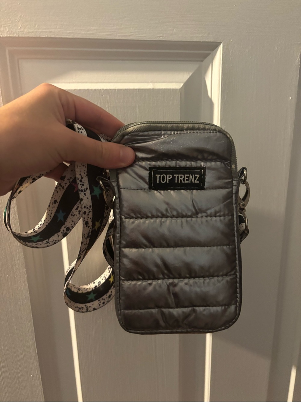 Kids Metallic Silver Crossbody Phone Bag